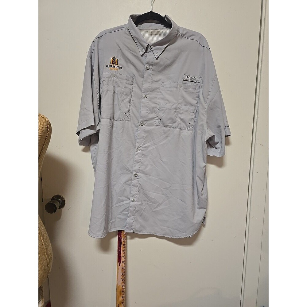 Columbia PFG Shirt Mens L GRAY MURRAY State Embroidered Short Sleeve Vented